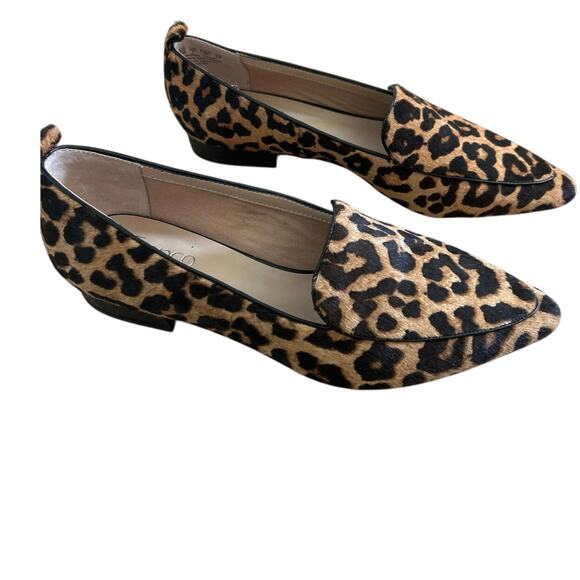 Franco Sarto Leather Leopard Print Pointed Toe Studio Loafers Size 9 - Picture 1 of 12
